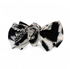 Vintage 1980s Black and White Hair Bow Clip Barrette Hair Accessory