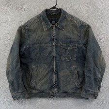 Vintage Gap Denim Jacket Mens Large Indigo Blue Faded 90s Trucker Jean Outdoor