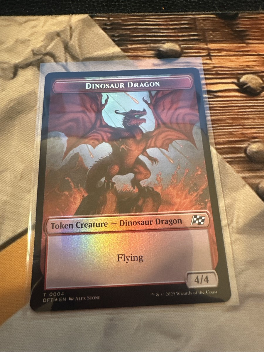 MTG Dinosaur Dragon Treasure Double-Sided Token Aetherdrift Foil