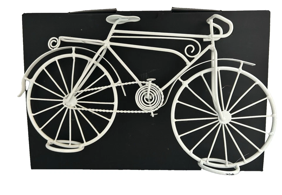 White Wrought Iron Bicycle Table Top Sculpture - Image 2 of 3