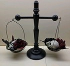 "Skulls of Justice Are Dead" Black Scales With Floral and Skulls Table Decor 11"