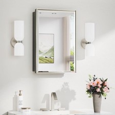 16 x 24 in Brushed Nickel Medicine Cabinet with Mirror, Aluminum 3273E R4