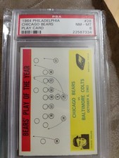 1964 PHILADELPHIA FOOTBALL CARD  GEORGE HALAS, CHICAGO BEARS PLAY, PSA 8