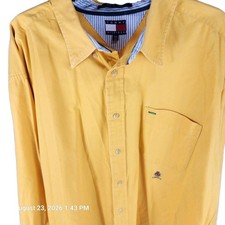 Tommy Hilfiger Vintage 90s Baggy Men  s 2XL Long-Sleeve Button Down Shirt Yellow