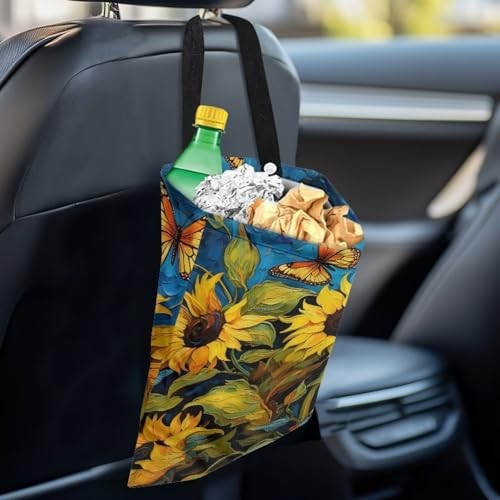 Car Trash Bag Printed Car Garbage Can Multipurpose Storage Bag Car Sunflower - Bild 5 von 8