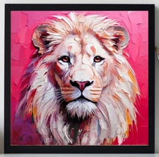 ORIGINAL Oil PAINTING on Canvas Lion Art 12x12 in Textured Artwork Custom Order