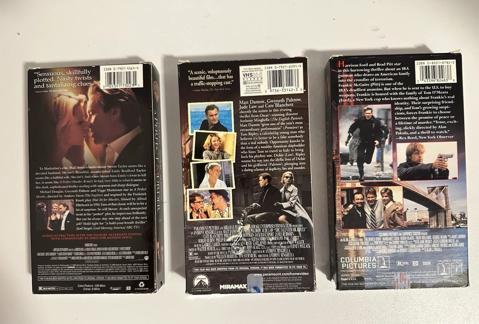VTG VHS Lot 3 Suspense Thriller Movies 90’s Video Cassette Tapes - Image 2 of 4