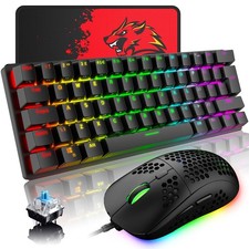 RGB Backlit Wired Gaming Keyboard and Mouse Combo 61 Keys Anti-Ghosting