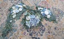 Dusty Blue Wedding Bouquet for Bride Blue and White 2 Pc Arch NEW