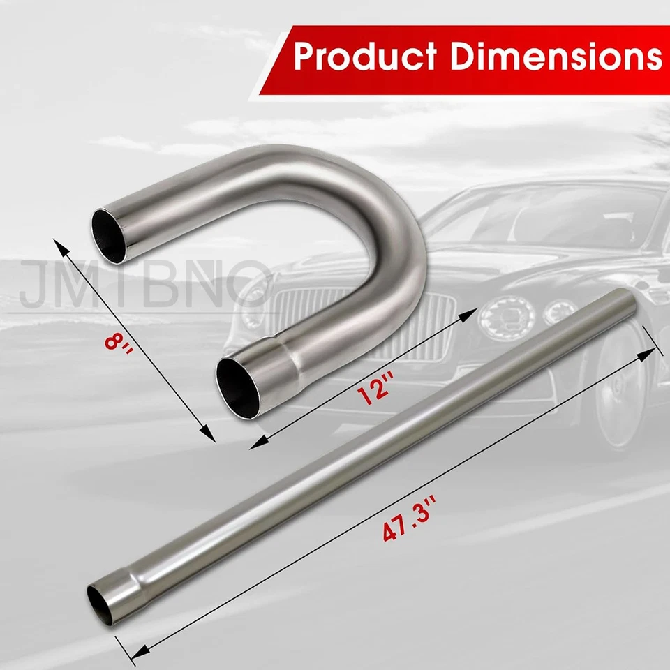 For Oldsmobile Cutlass 2.5" Straight Bend Custom Mandrel Exhaust Pipe Kit 8PCS - Image 4 of 4