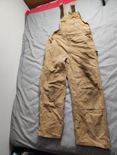 Vintage Carhartt Canvas Double Knee Bib Overalls Mens Size 40x32 Brown R01 BRN