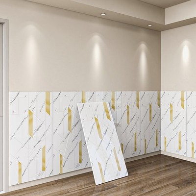 3D Imitation Marble Tile Wall Stickers, Thick Self-Adhesive PVC Wall Panels