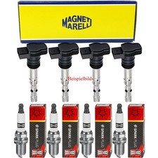 4x MAGNETI MARELLI Zündspule + CHAMPION Zündkerze für Renault Scénic III JZ0/1_