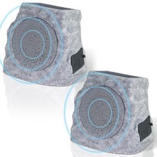 2-Pack Solar Powered Rock Speakers Outdoor Water-Resistant with 3 Mode Lights...