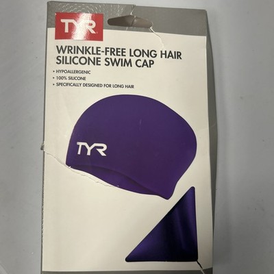 TYR Long Hair Wrinkle Free Silicone Adult Swim Cap Purple New