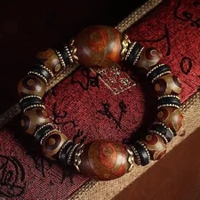 天然玛瑙天珠三眼天珠九眼天珠手串手链复古