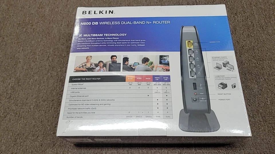 Belkin N600 300 Mbps 4-Port 10/100 Wireless N Router  NEW Sealed - Image 2 of 4