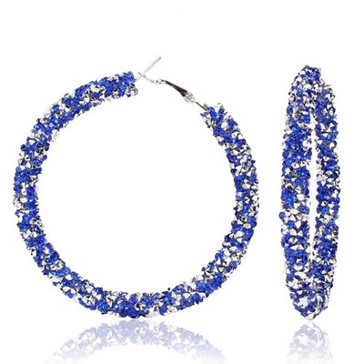 Bohemian Shiny Glitter Sequins Hoop Earrings Wrapped Gold Plated Circle Sta - 23