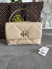 Authentic Tory Burch Kira Diamond Quilt Small Shoulder Bag in Vanilla Color .