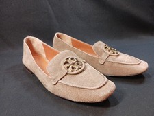 Tory Burch Metal Miller Loafer River Rock Brown Suede Sz 8M EXCELLENT CONDITION