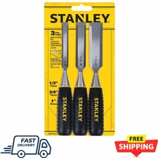 3 Piece Wood Chisel Set 1/2″ 3/4″ 1″ High Carbon Steel Woodworking