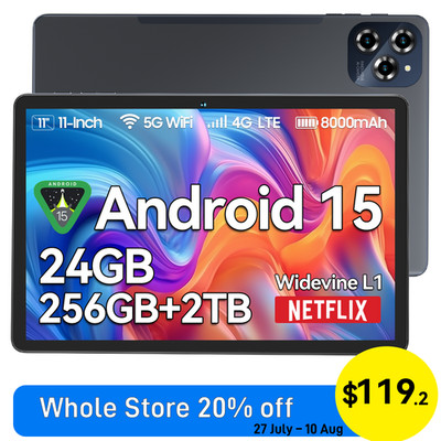 TABWEE W90 Android 15 Tablet 11''24GB RAM+256GB ROM 2TB TF T615 Octa-Core 8000mAh