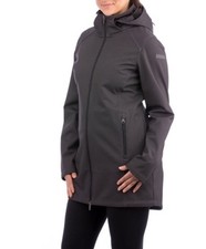 Avalanche Womens Black Fleece Lined Mid Length Full Zip Hooded Jacket Pockets L