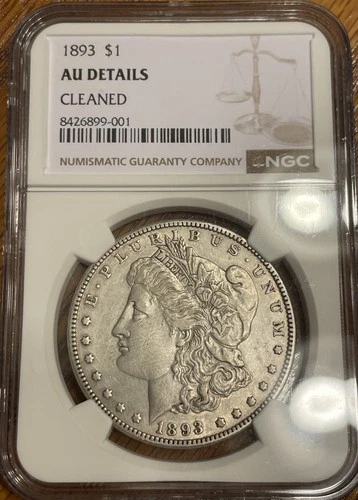 1893-P Morgan Silver Dollar $1 NGC AU Details Cleaned Nm2