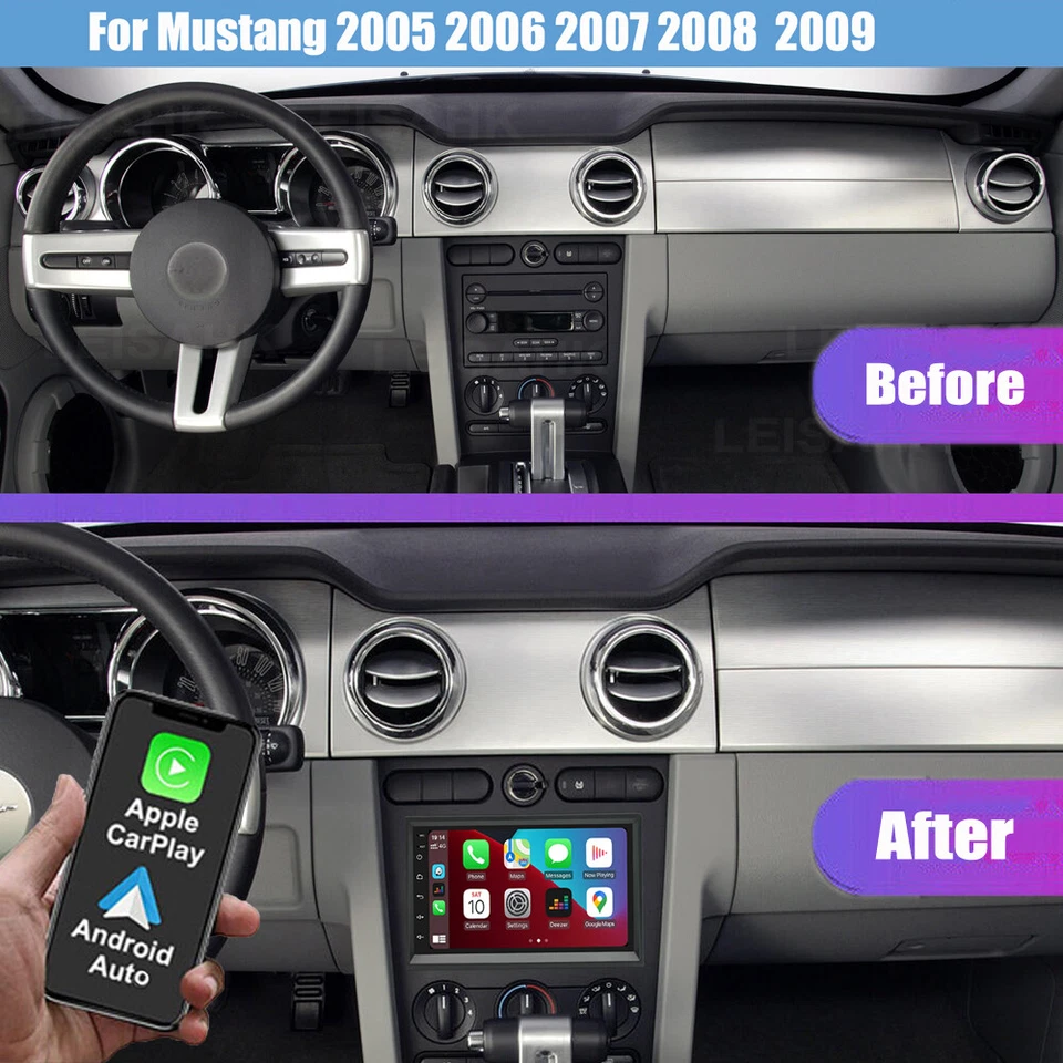 Para Ford Mustang 2005-2009 7" Android 13 Carplay Coche Estéreo Radio GPS Navegación WIFI Foto 2 de 4