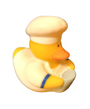 Blue Chef Duck - Bath Toy Duck 2" Rubber Bath Toy - New