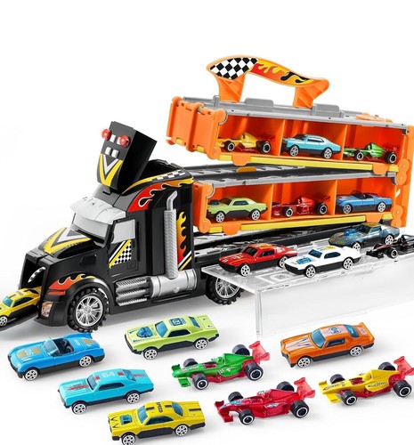Camion Trasportatore Macchinine Giocattolo per Bambini, 12 Veicoli Giocattolo Ba - Foto 11 di 12