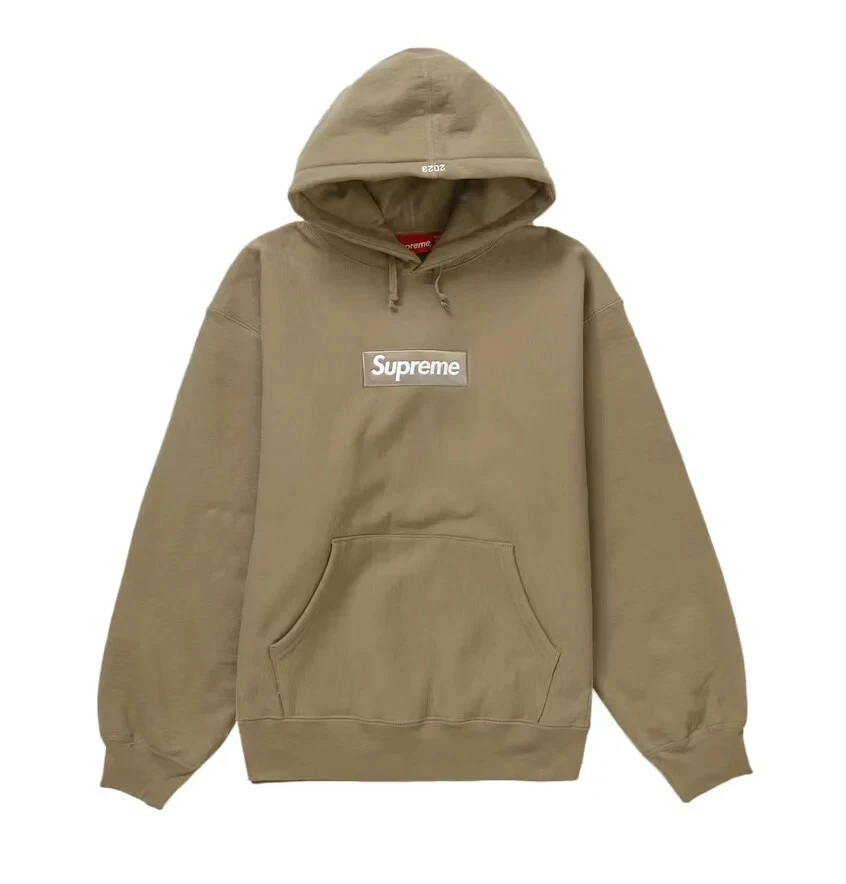 Sweat à capuche logo Supreme Box (FW23) sable foncé taille L