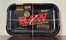 RAW CLASSIC BLACK AND GOLD SMALL ROLLING TRAY~11 X 7~NEW