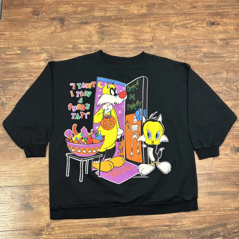 Moletom Feminino Vintage Sylvester Tweety Halloween 20W/2X Looney Tunes Preto - Imagem 3 de 4