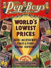 1932 PEP BOYS  Manny Moe Jack  AUTO PARTS STORE ADVERT.  5x7 REPRINT
