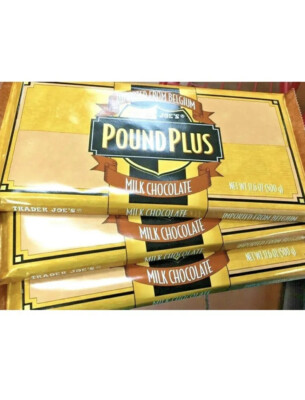 TRADER JOE'S Pound Plus Belgium Milk Chocolate Bar 3 HUGE PACKS EACH 17.6 Oz