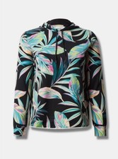 Torrid Fleece Raw Hem Hooded Active Sweatshirt Black 00 M L 10 E05519