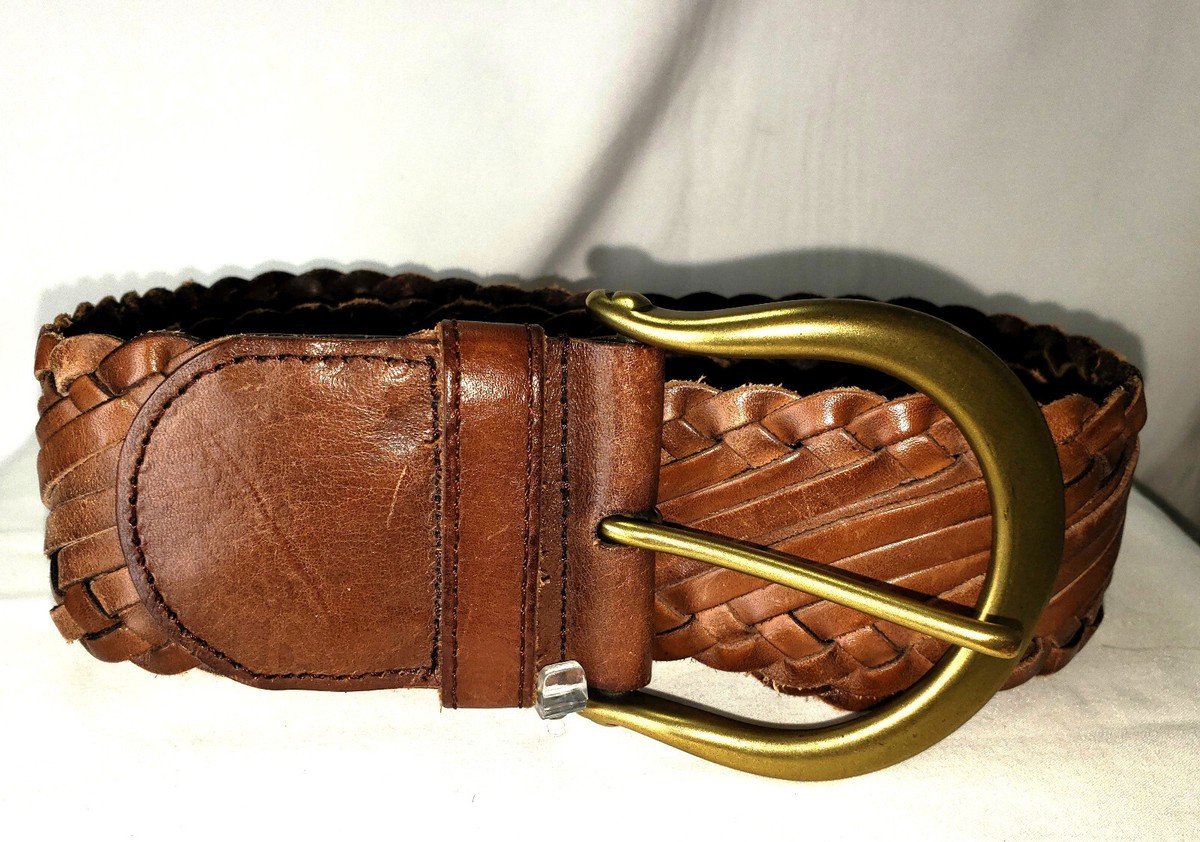 Linea Pelle Brown Hand Made Woven Leather Wide Belt & Large  display picture 1