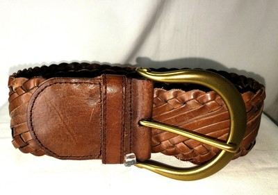 Linea Pelle Brown Hand Made Woven Leather Wide Belt & Large  display picture 1