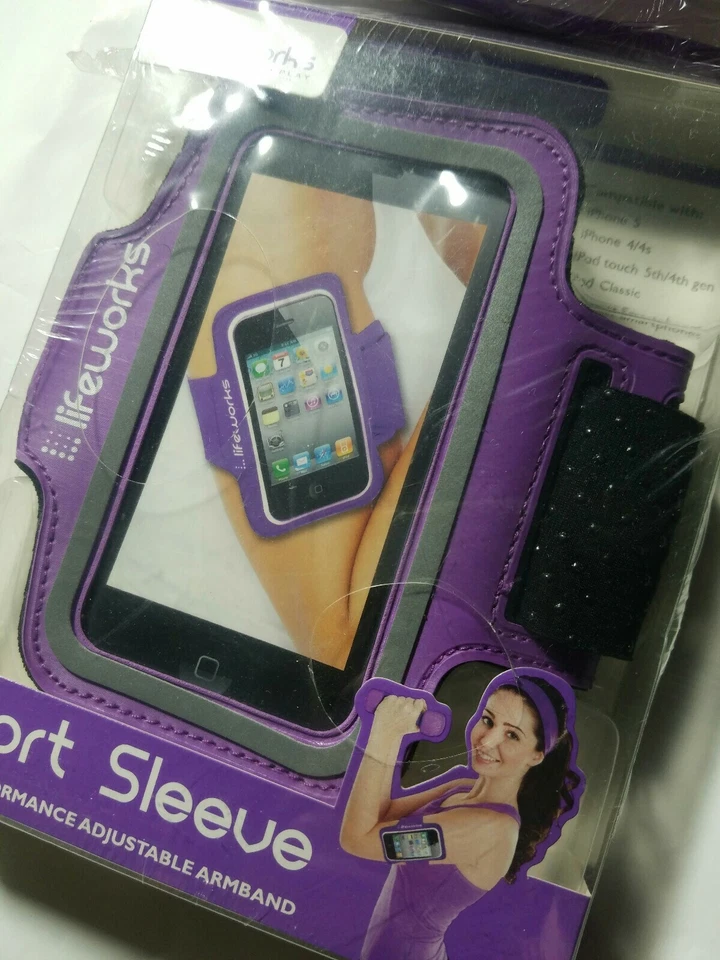 Paquete de 2 fundas deportivas Lifeworks iPhone 4/4s/5/5s/5c - púrpura - totalmente nuevas en paquete Foto 3 de 3