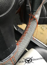 Für VW Polo MK4 Graues Perforiertes Lederlenkradbezug 02+Oranges Doppelst