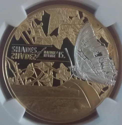 NGC PF69 Cameo Cook Islands 2015 Shades of Nature Butterfly 25g OZ Gilt Silver