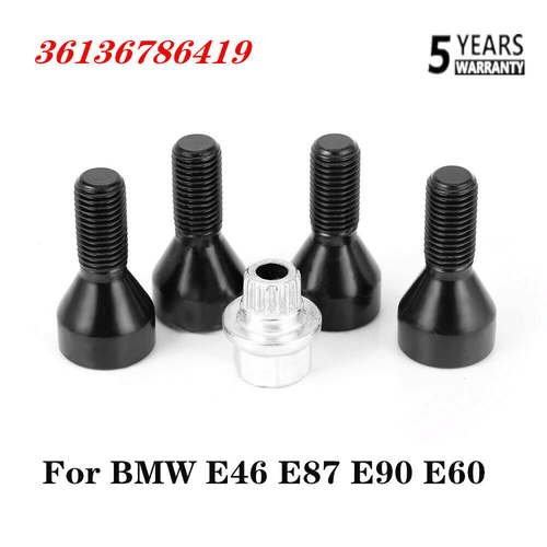 BLACK LOCKING SECURITY WHEEL BOLTS NUTS SET FOR BMW 36136786419 E46 E87 E90 E60 - Picture 2 of 9