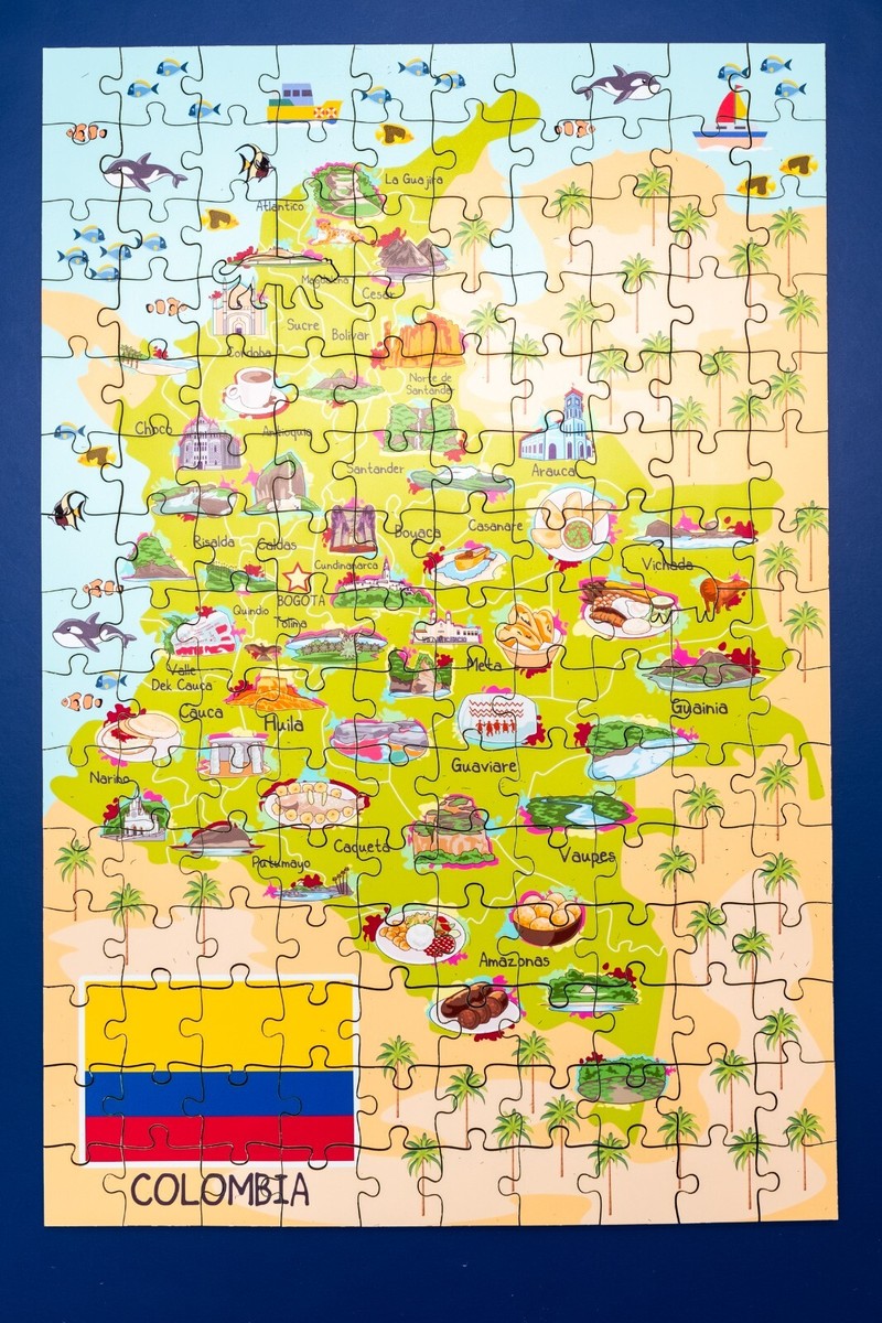 Colombia Map Wooden Jigsaw Puzzle for Children and Adults - 152