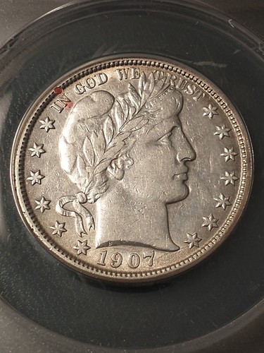 1907-O Silver Barber Half Dollar, ANACS VF 35 Details Cleaned - Picture 2 of 4