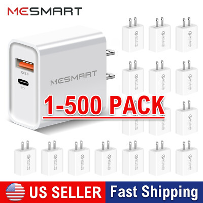 1-500 Pack 20W Fast Charger Block USB Type C Wall Power Adapter Lot For iPhone
