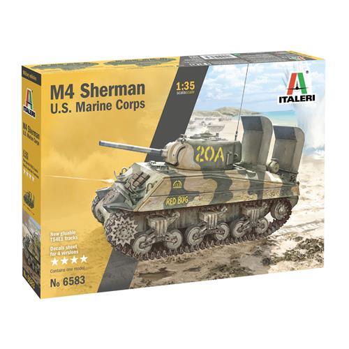 1:35 Italeri M-4 Sherman U.S. Marines Corps Kit IT6583 Modellino - Foto 2 di 2
