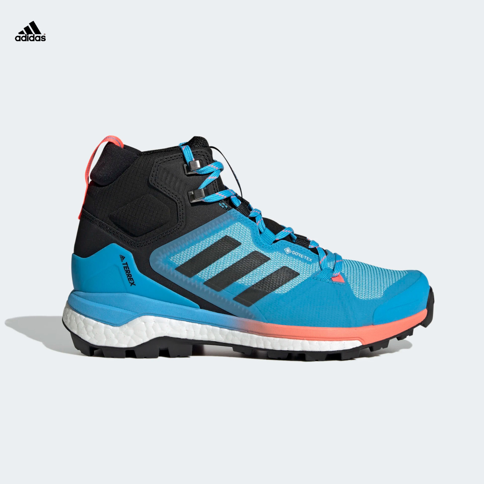 Adidas Terrex Skychaser 2 Mid GORE-TEX Hiking Shoes - Women's - Sky Rush / Grey Six / Acid Red - 8.5