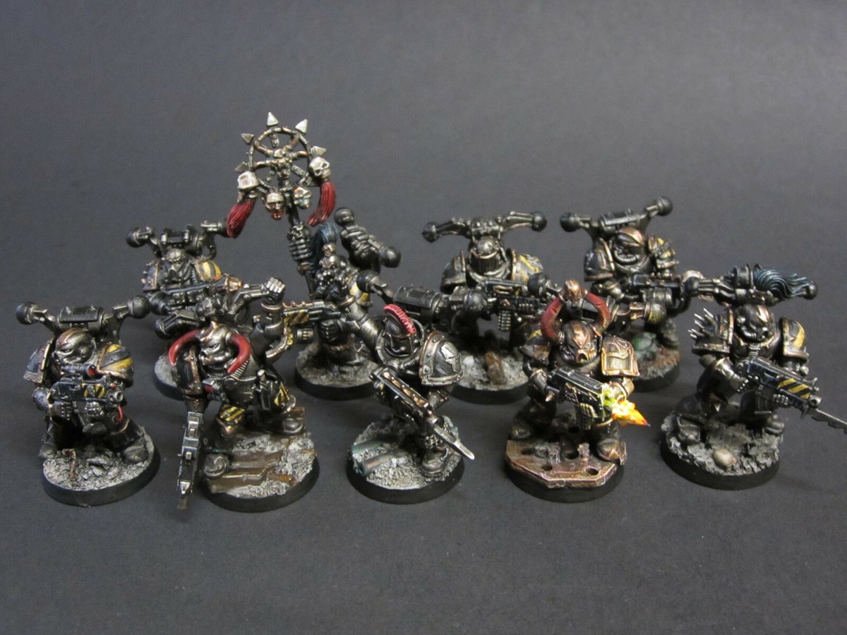 Warhammer 40k Chaos Space Marines Iron Warriors x 9 painted 