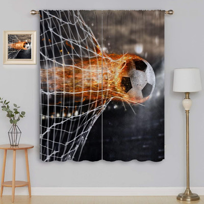 Football Blackout Curtains for Boy Girl Room Darkening Decor,Fireball Leaves Tra